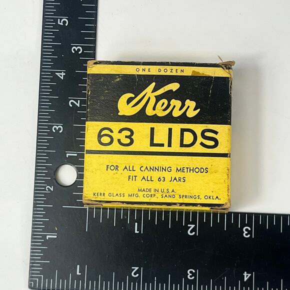 Vintage Kerr 63 Lids Canning Lids Box Retro Decor Damaged 60s-70s Prop Collector - Picture 6 of 6